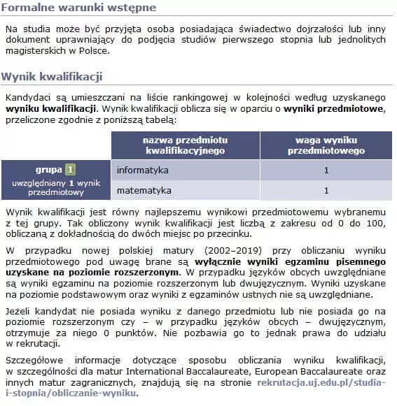 Zasady rekrutacji Uniwersytet Jagielloński
