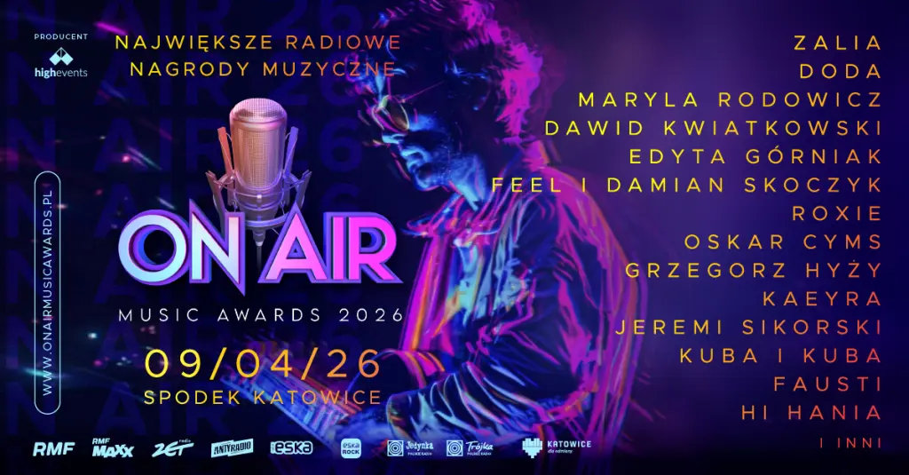 On Air Music Awards 2026 ponownie w Katowicach. Przed nami wielkie święto muzyki i radia 